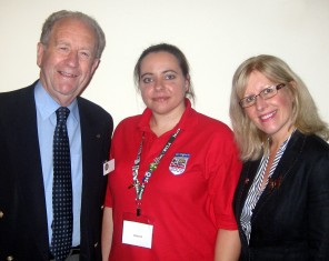 International RYLA student Sarah Hayward with John Addison and President Sue Parkin 29 Oct 09