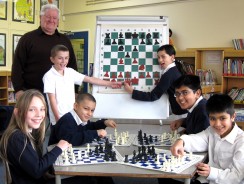Magnetic chess board in use at Sandal magna school