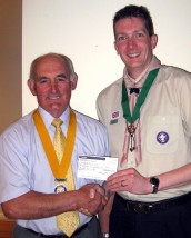 Philip Platts receives a cheque from Andrew Gallivan