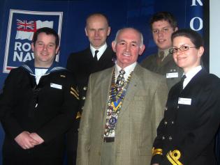 President Philip Platts with the Royal Navy Presentation Team