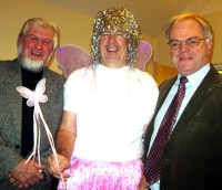Santa (Chris Noble) in mufti with Fairy (Martin Perry) and John Southall