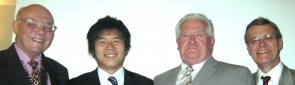 Rotary Ambassadorial scholar Muneyuki with President David Pickover, Roland Mold and David Hirst 18 June 09