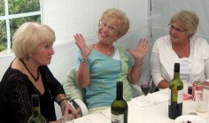 Three bottles and three ladies and one was not imbibing  June Jones  Maureen Pinder and Pam Perry